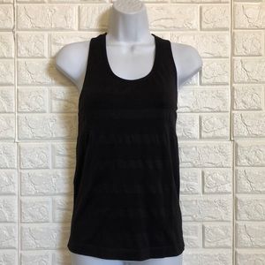 Danskin Now All black striped racer back tank top with built in‎ bra size S